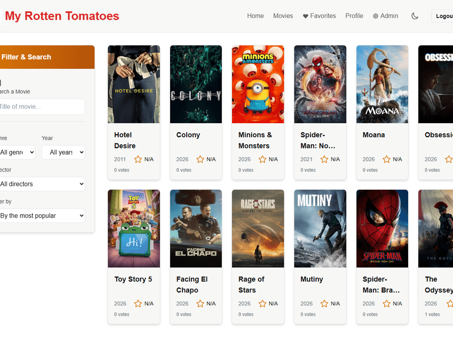 Catalogue de films avec recherche et filtres